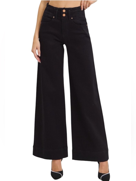 Risen Los Angeles Denim - Risen High-Waist Wide Leg Black Jeans 7/28